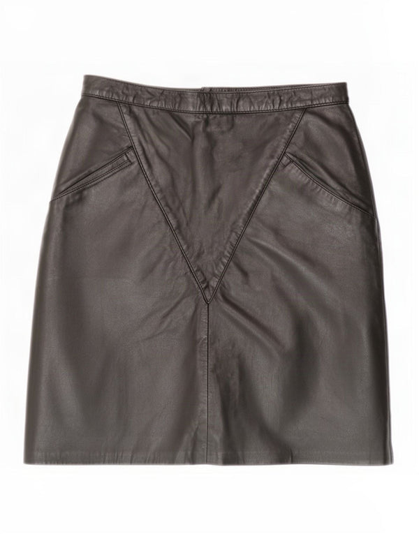 Mini gonna in pelle vintage da donna IT 38 XS W26 Nera