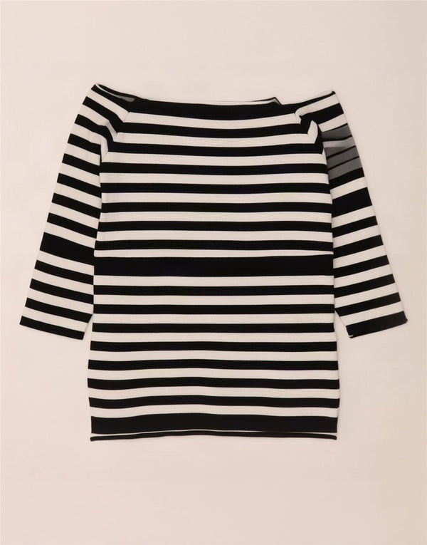 Top Zara da donna con spalle scoperte e maniche a 3/4 UK 10 Small in viscosa a righe nere