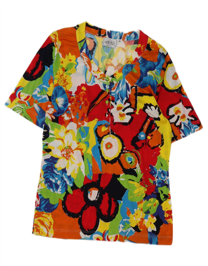 Camicetta vintage da donna Top IT 48 XL floreale multicolore