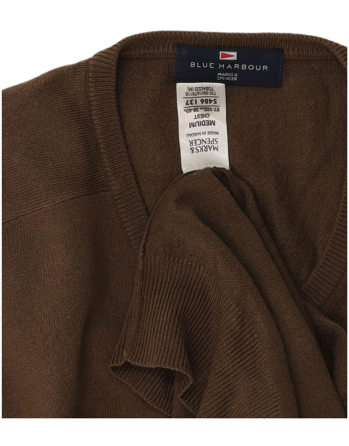 Maglione da uomo con scollo a V blu Harbour Marks & Spencer marrone medio