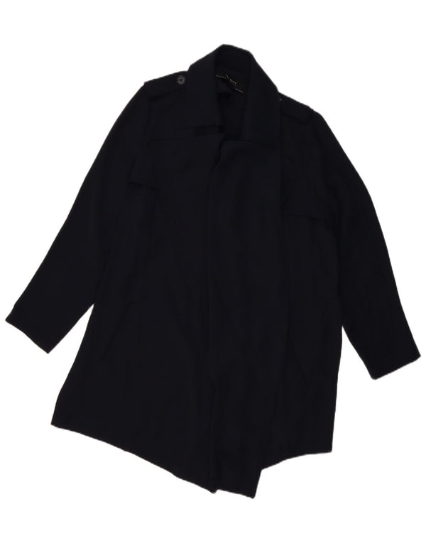 Trench da donna Zara UK 16 grande poliestere blu navy