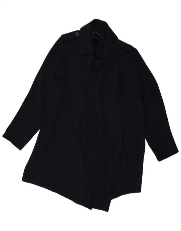 Trench da donna Zara UK 16 grande poliestere blu navy
