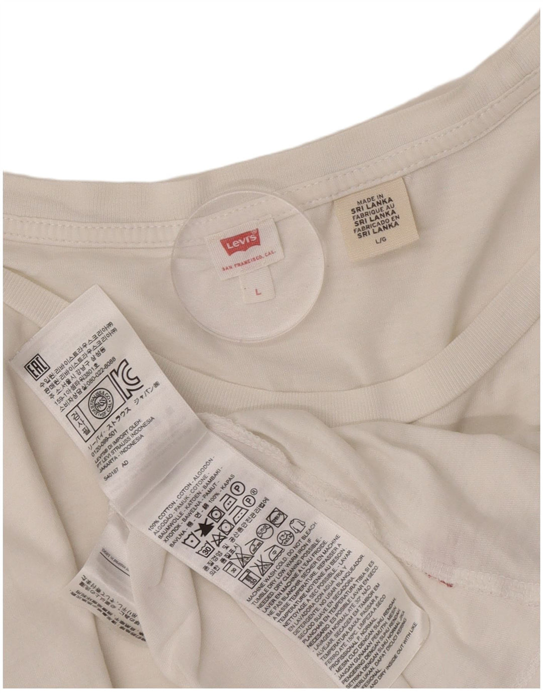 T-shirt da donna Levi's Top UK 16 grande cotone bianco