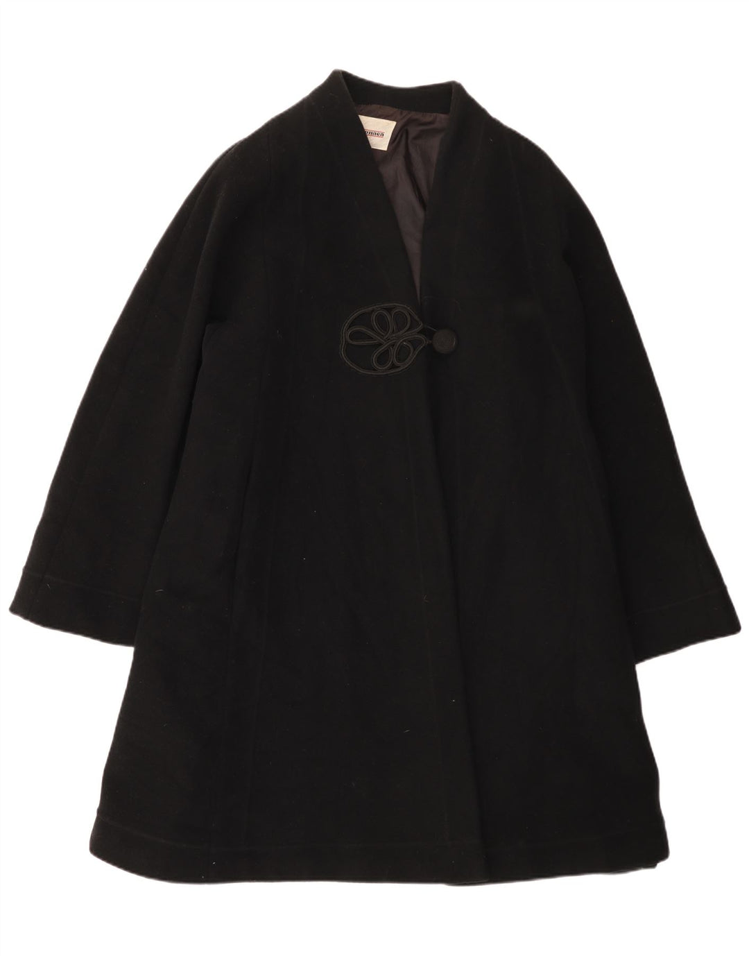 Soprabito oversize da donna vintage UK 12 lana nera media