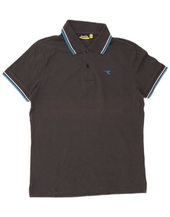 Polo Diadora Uomo Piccola in Cotone Rigato Grigio