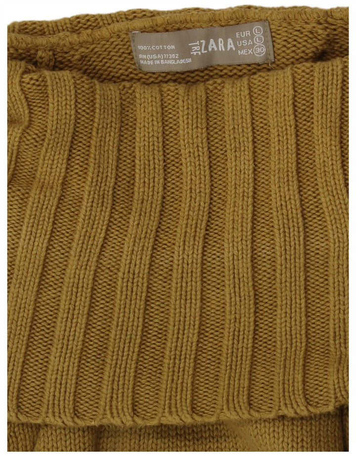 Maglione maglione a collo alto da donna Zara UK 14 grande giallo