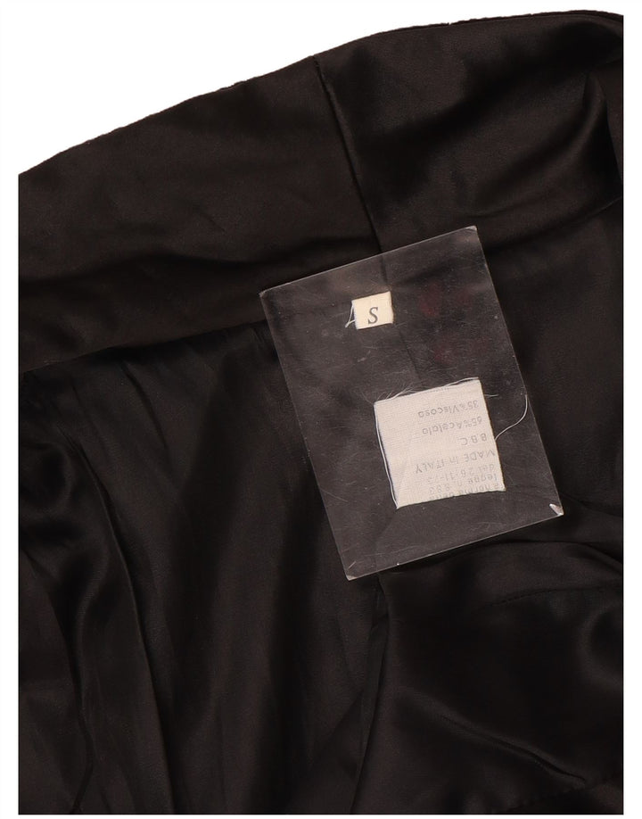 Giacca blazer in velluto doppio petto vintage da donna UK 10 piccola nera