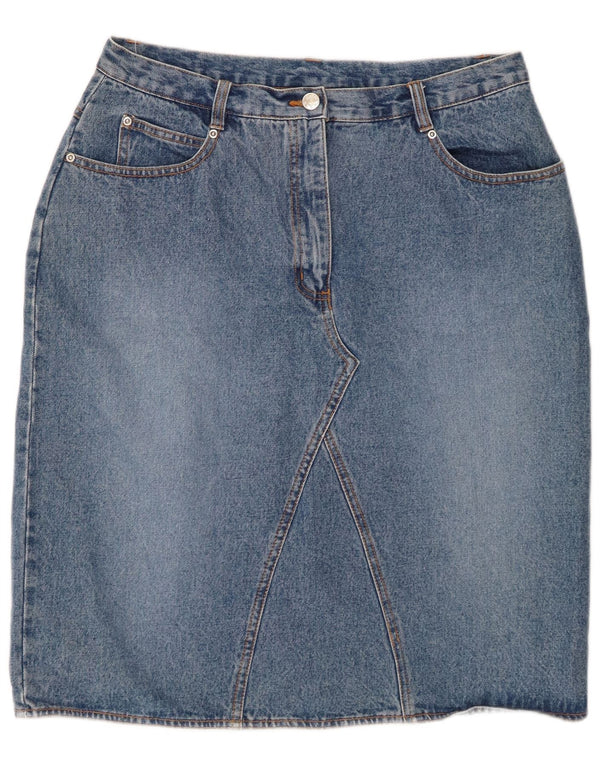 Gonna di jeans a vita alta da donna VINTAGE UK 18 XL W32 Blu