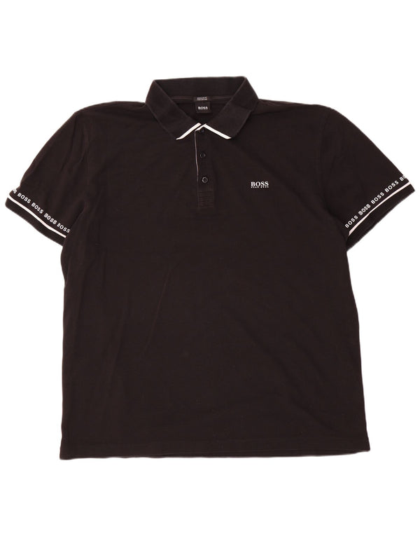 Polo Hugo Boss da uomo con vestibilità regolare grafica 3XL cotone nero