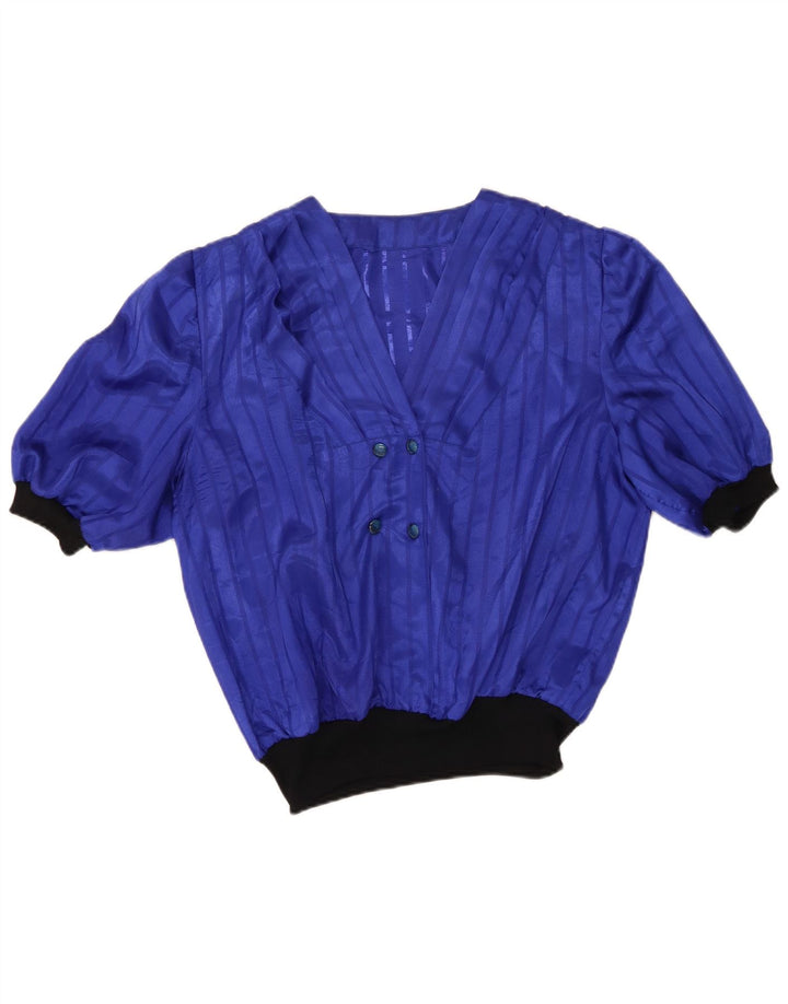 Camicetta vintage da donna Top UK 16 Large Blue Colourblock