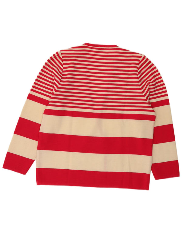 Maglione cardigan doppio petto da donna Lucia UK 14 grandi righe rosse
