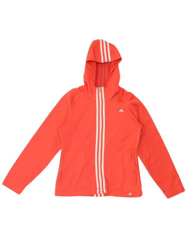 Maglione con cappuccio e zip Adidas Climawarm da donna UK 12 Poliestere rosso medio