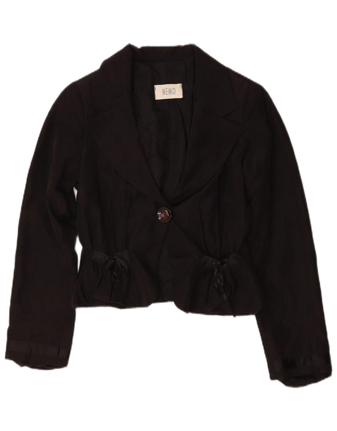 Giacca blazer vintage da donna a 1 bottone corto IT 42 medio acetato nero