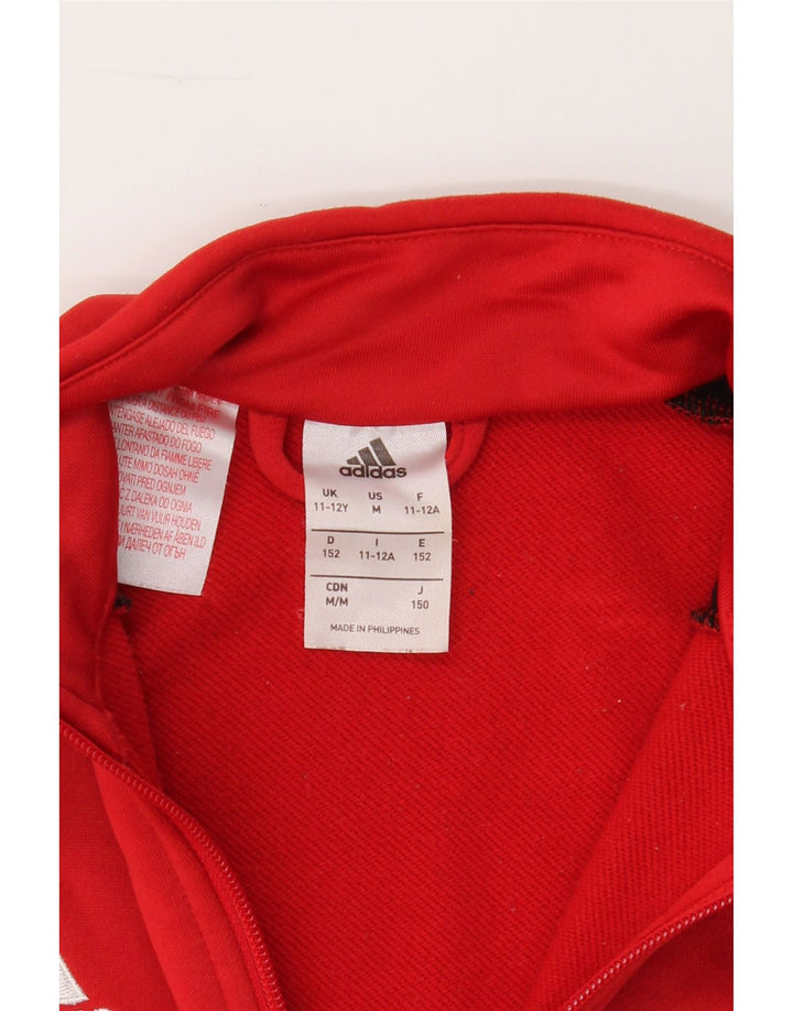 ADIDAS Boys Tracksuit Top Jacket 11-12 Years Red Colourblock Polyester Vintage Adidas and Second-Hand Adidas from Messina Hembry 