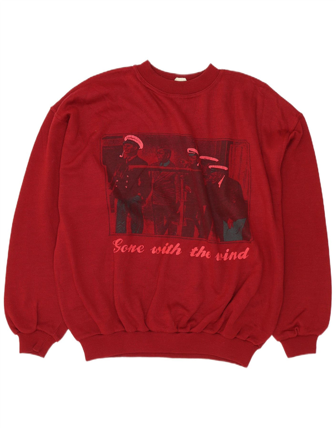 Felpa grafica da uomo vintage maglione XL cotone rosso