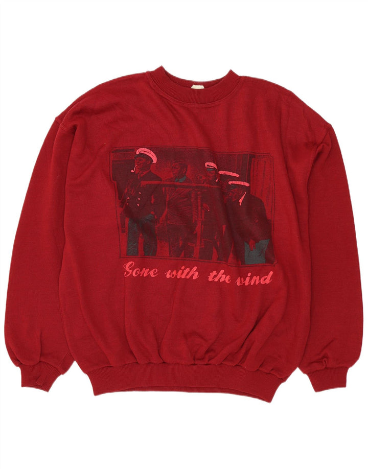 Felpa grafica da uomo vintage maglione XL cotone rosso