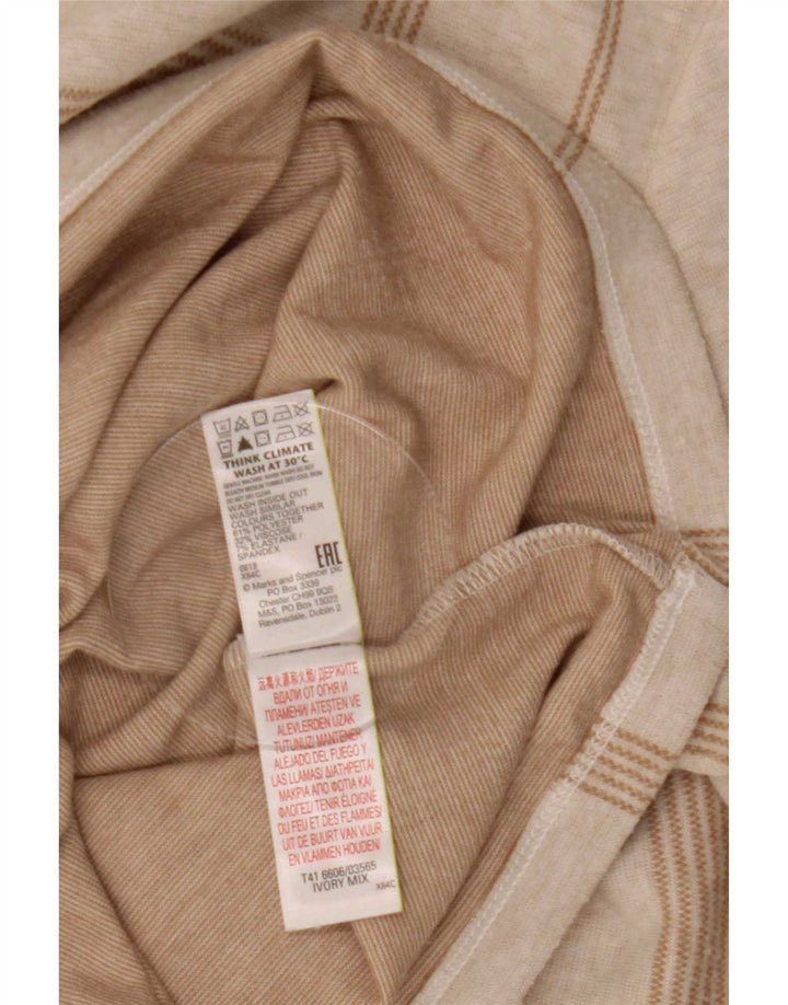 Marks & Spencer Top da donna a maniche lunghe UK 12 Medium Off White Check