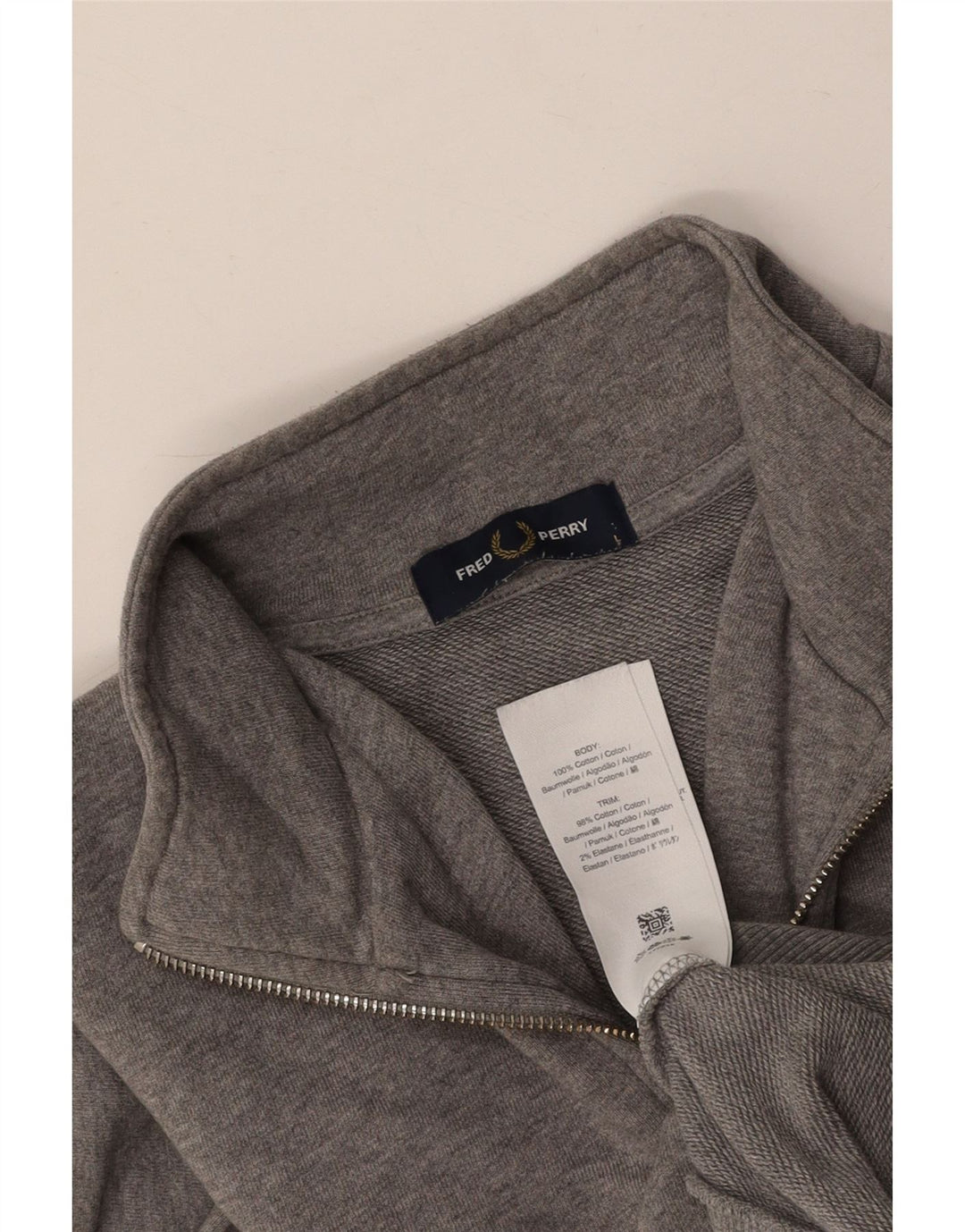 FRED PERRY Felpa da uomo con collo con zip, maglione grande, cotone grigio