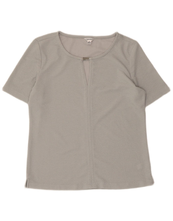 CALVIN KLEIN Camicetta da donna Top UK 14 Poliestere grigio medio