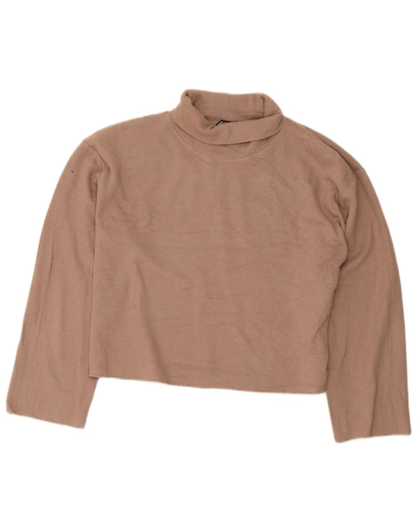 Top corto oversize da donna Zara a maniche lunghe UK 14 Cotone beige medio