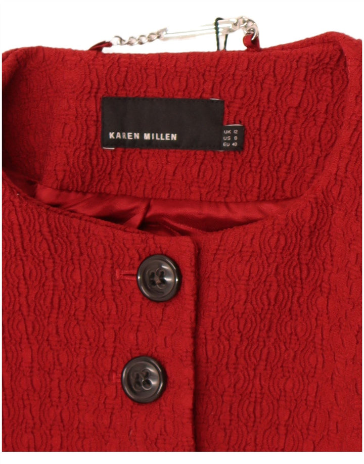 Giacca blazer corta da donna Karen Millen UK 12 Poliammide medio bordeaux