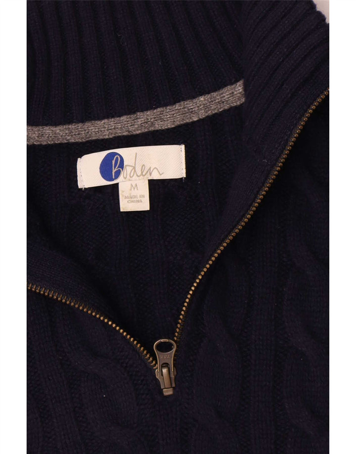 Boden Maglione da uomo con zip e collo in lana blu navy media
