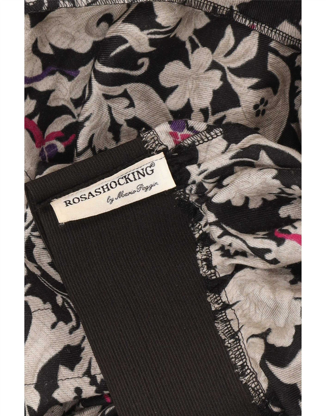 Gonna svasata da donna vintage media W26 in viscosa floreale nera