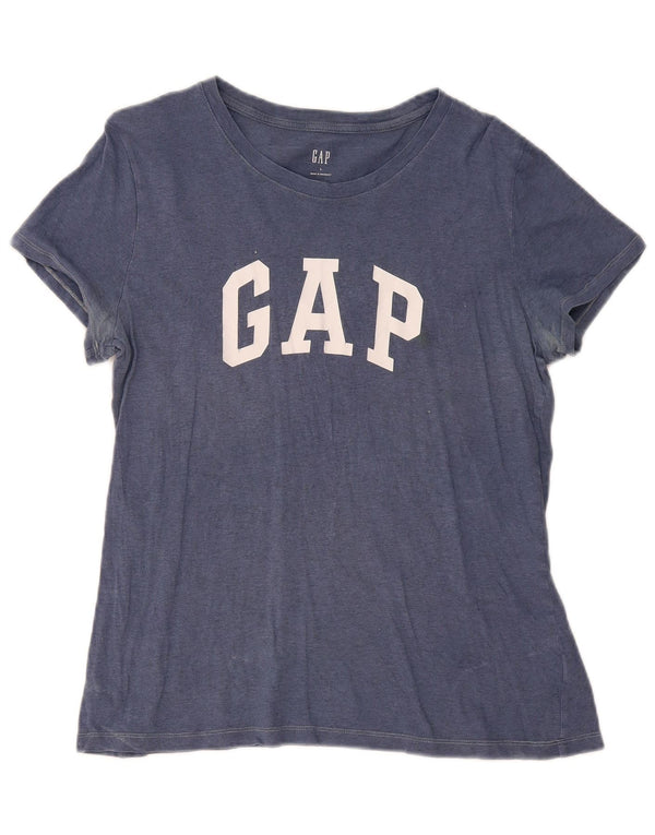 Gap Womens Graphic T-Shirt Top UK 14 Large Navy Blue Cotton