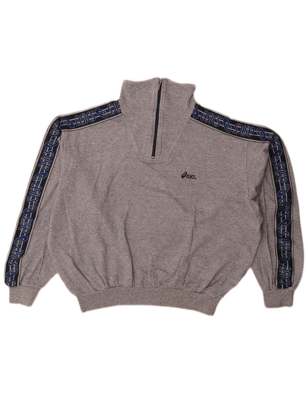 Felpa grafica da donna Asics, maglione UK 16, grande, grigio, color block