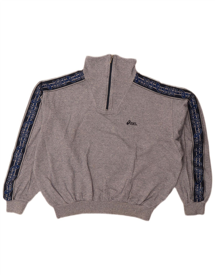 Felpa grafica da donna Asics, maglione UK 16, grande, grigio, color block