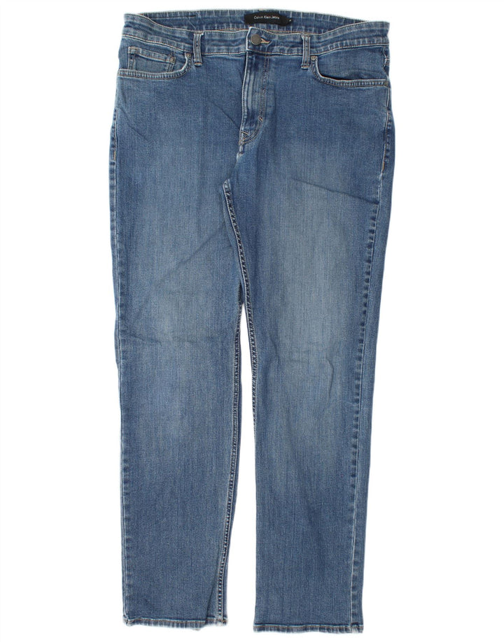 CALVIN KLEIN Jeans dritti da uomo W36 L32 Blu Cotone
