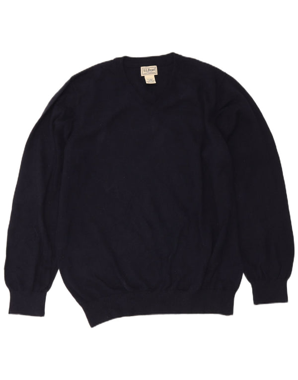 Maglione da uomo con scollo a V L.L.Bean, grande cotone blu navy