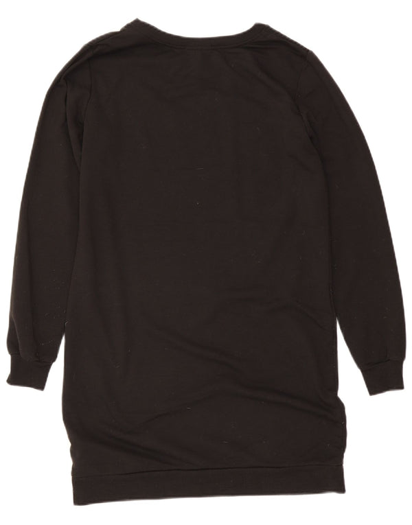 Lipsy Womens Graphic Sweatshirt Jumper Dress UK 10 Small Black Polyester