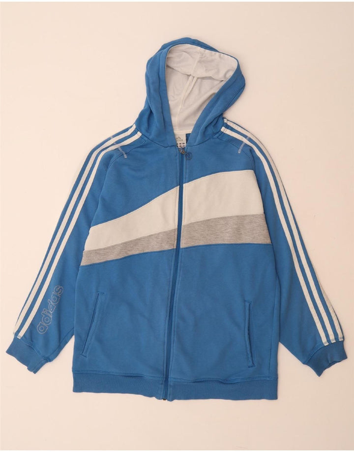 Maglione con cappuccio e zip grafica da uomo ADIDAS UK 34/36 Small Blue Colourblock