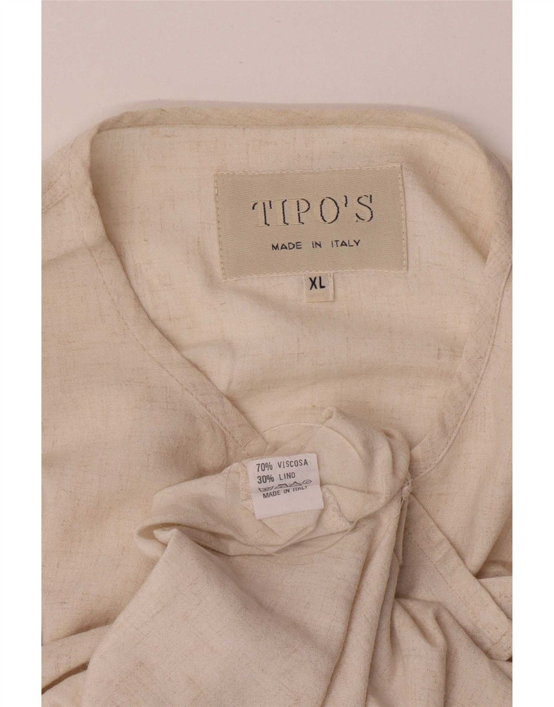 Camicia pullover a maniche corte da uomo Tipo' S XL in viscosa beige