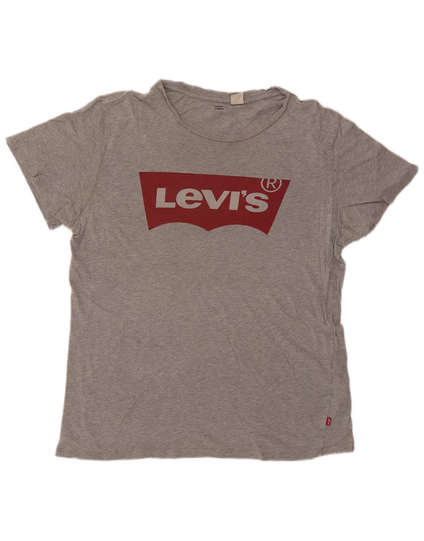 T-shirt grafica da uomo Levi's Top XL in cotone chiazzato grigio