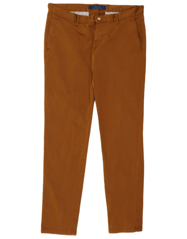 Pantaloni chino slim da uomo Zara EU 44 Large W34 L30 Marrone