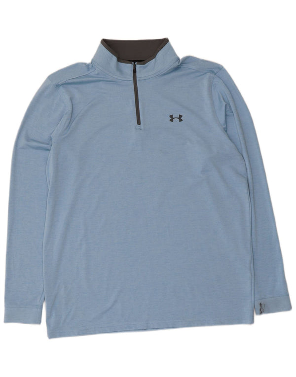 Under Armour Uomo Heat Gear Pullover Tuta da ginnastica Top Large Blu screziato