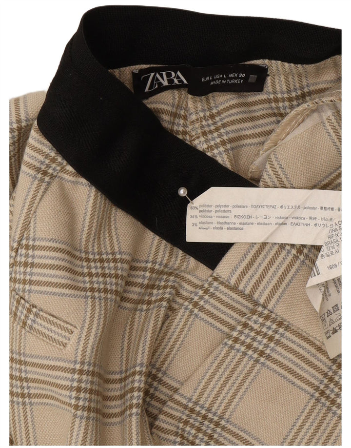 Pantaloni da abito affusolati da donna Zara grandi W30 L27 poliestere a quadri beige