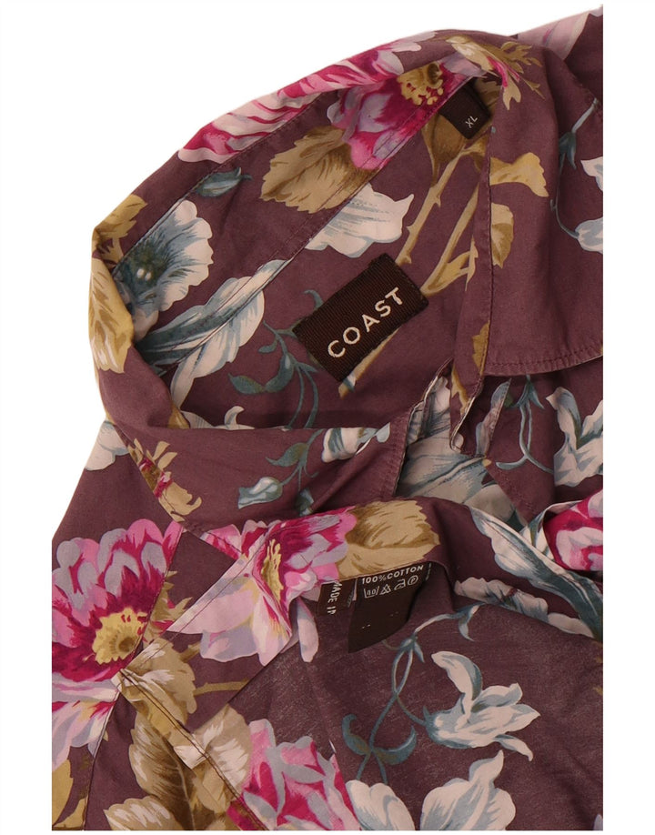 Camicia da uomo Coast XL in cotone floreale bordeaux