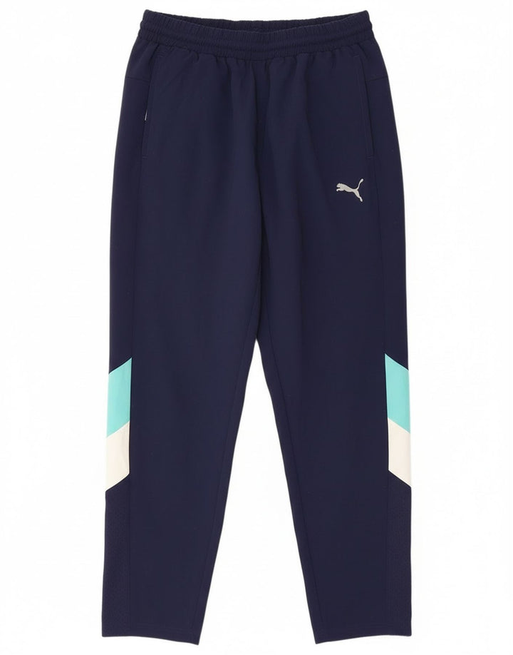 Pantaloni da tuta da uomo Puma Large in poliestere color block blu navy