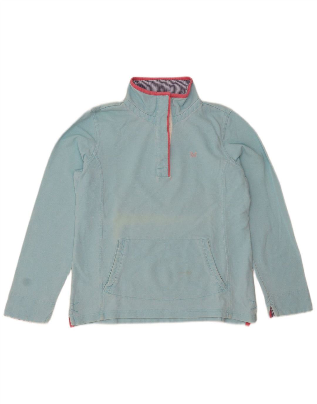 Crew Clothing Felpa da donna con collo abbottonato Maglione UK 12 Cotone blu medio