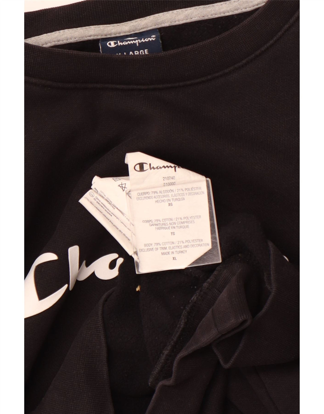 CHAMPION Felpa con grafica da uomo Maglione XL Nero Cotone Sportivo