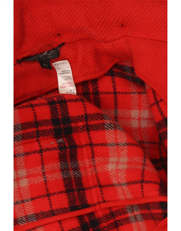 Montgomery con cappuccio da donna Topshop UK 8 piccolo in lana rossa