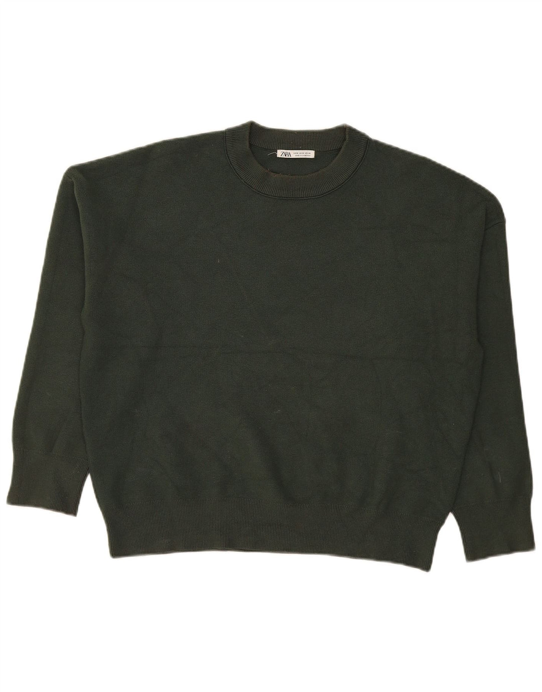 Maglione Zara da uomo girocollo in viscosa verde medio