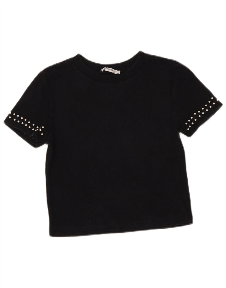 T-shirt corta da donna Zara UK 10 piccola nera