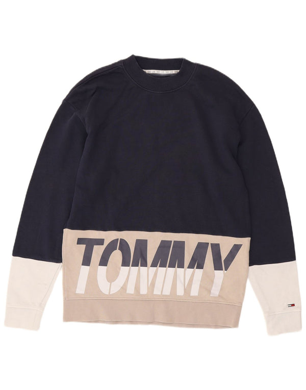 Tommy Hilfiger Uomo Felpa grafica Maglione Piccolo Blu Navy Colourblock