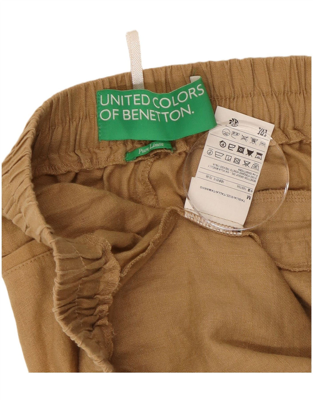 Pantaloni corti dritti da donna Benetton medi W28 L24 Lino beige