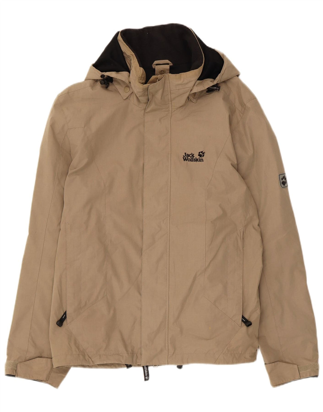 Giacca antipioggia con cappuccio da uomo Jack Wolfskin UK 36/38 Poliestere beige medio
