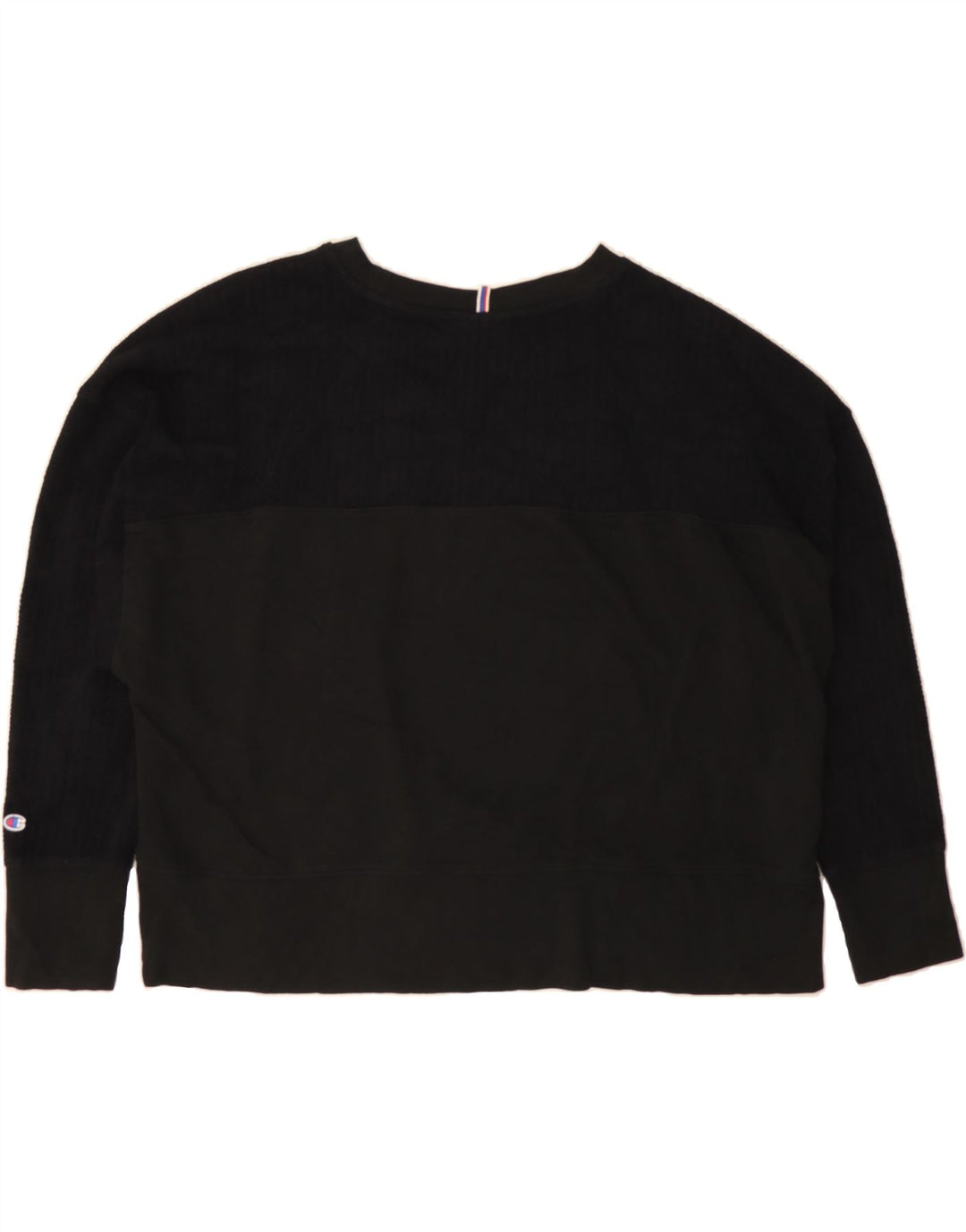 CHAMPION Womens Oversized Crop Graphic Sweatshirt Jumper UK 20 2XL Black Vintage Champion and Second-Hand Champion from Messina Hembry 